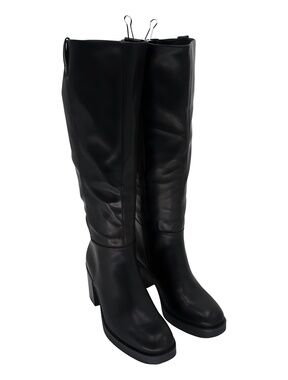 Baretraps Womens Gretchin Black Tall Boots 2" Block Heel Size 8M